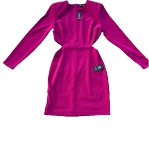 Edgy Express Dress Long Sleeves w/ Side Cutouts Size Small NWT Magenta